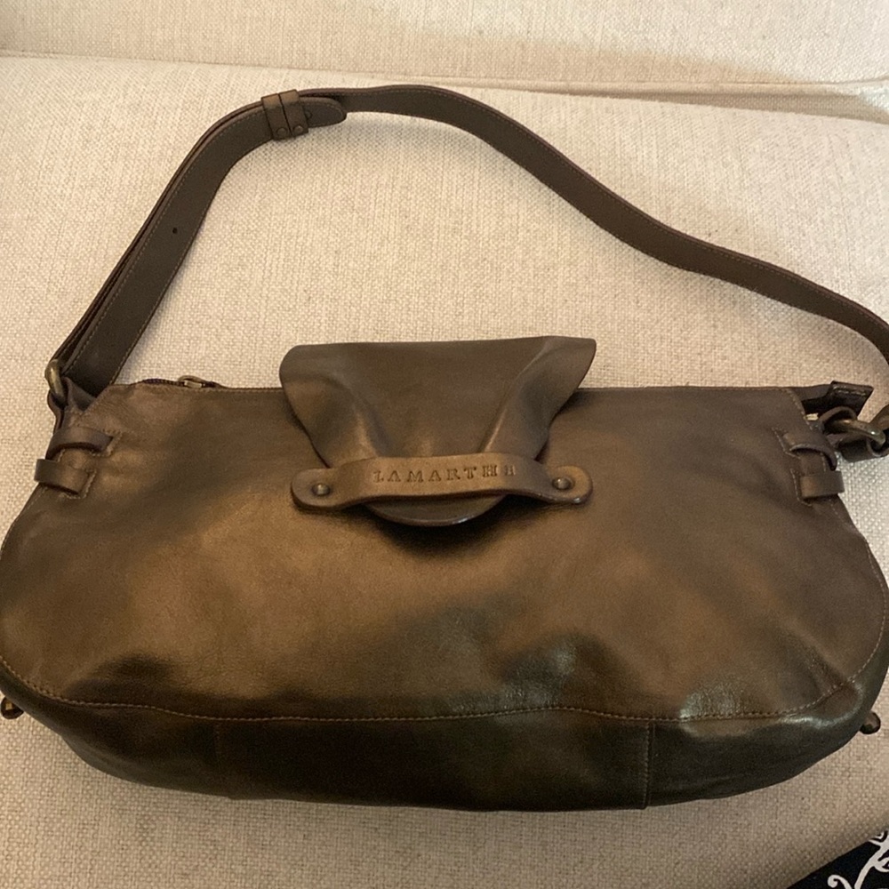 Lamarthe Paris bronze leather handbag East-West style